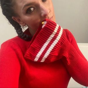 Bell sleeves red nasty gal sweater white stripe